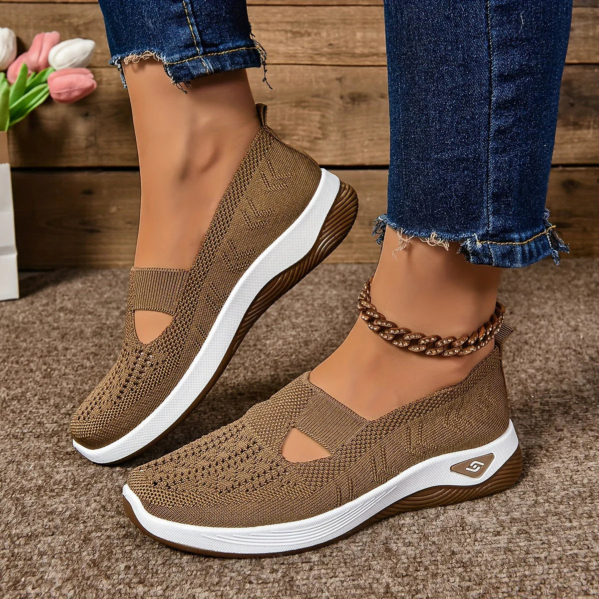 Comfort Knit Slip-On Walking Shoes