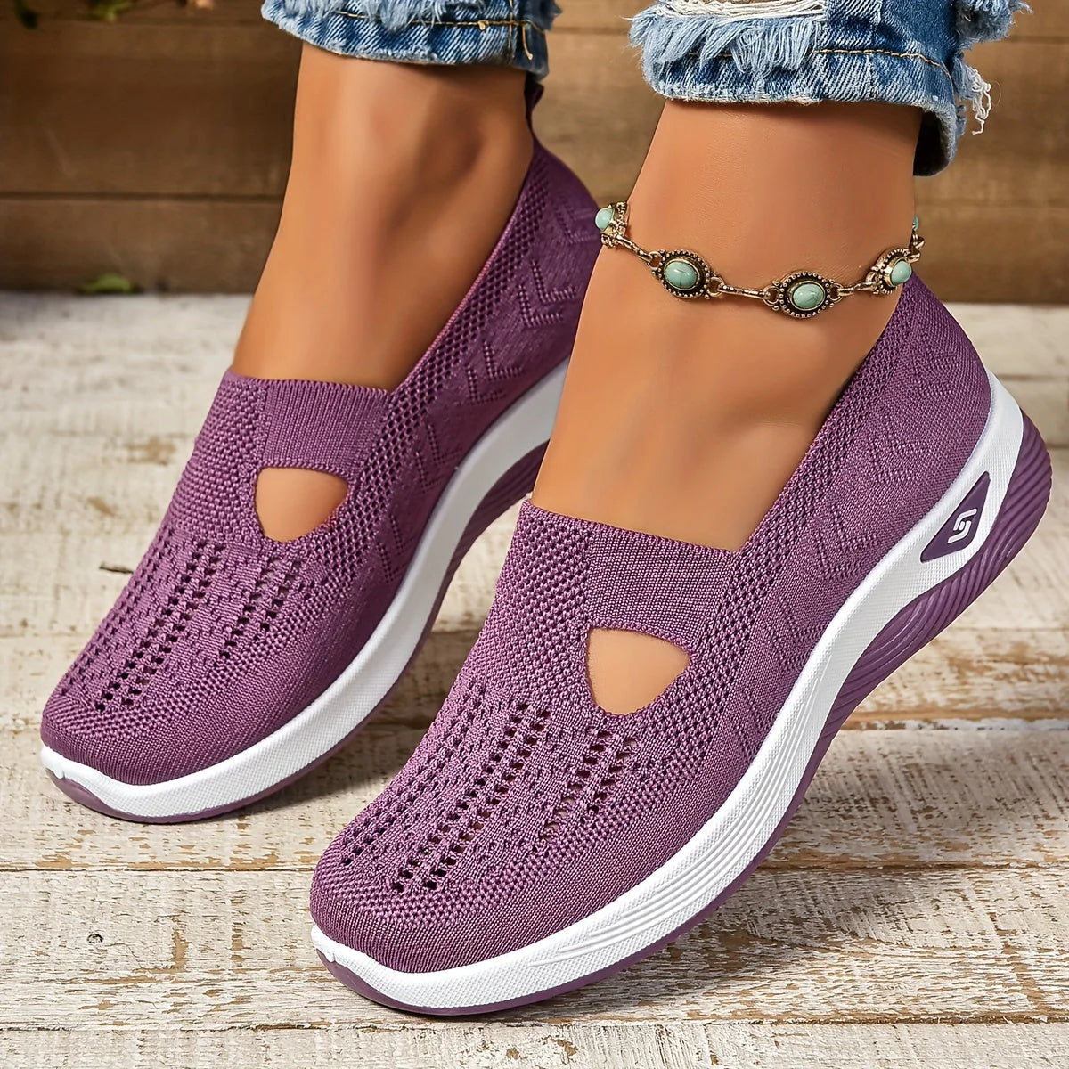 Comfort Knit Slip-On Walking Shoes