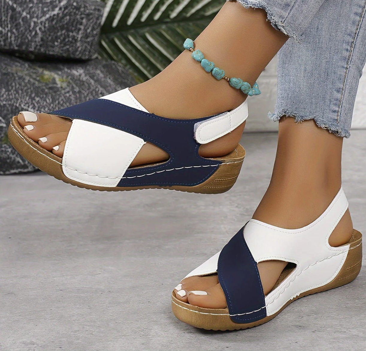 Comfort Cross-Strap Wedge Sandals