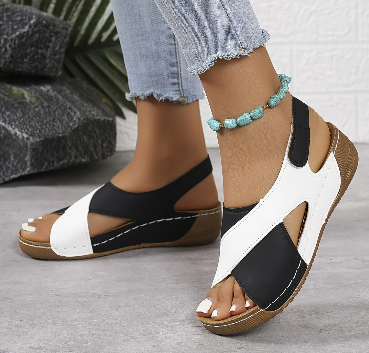 Comfort Cross-Strap Wedge Sandals