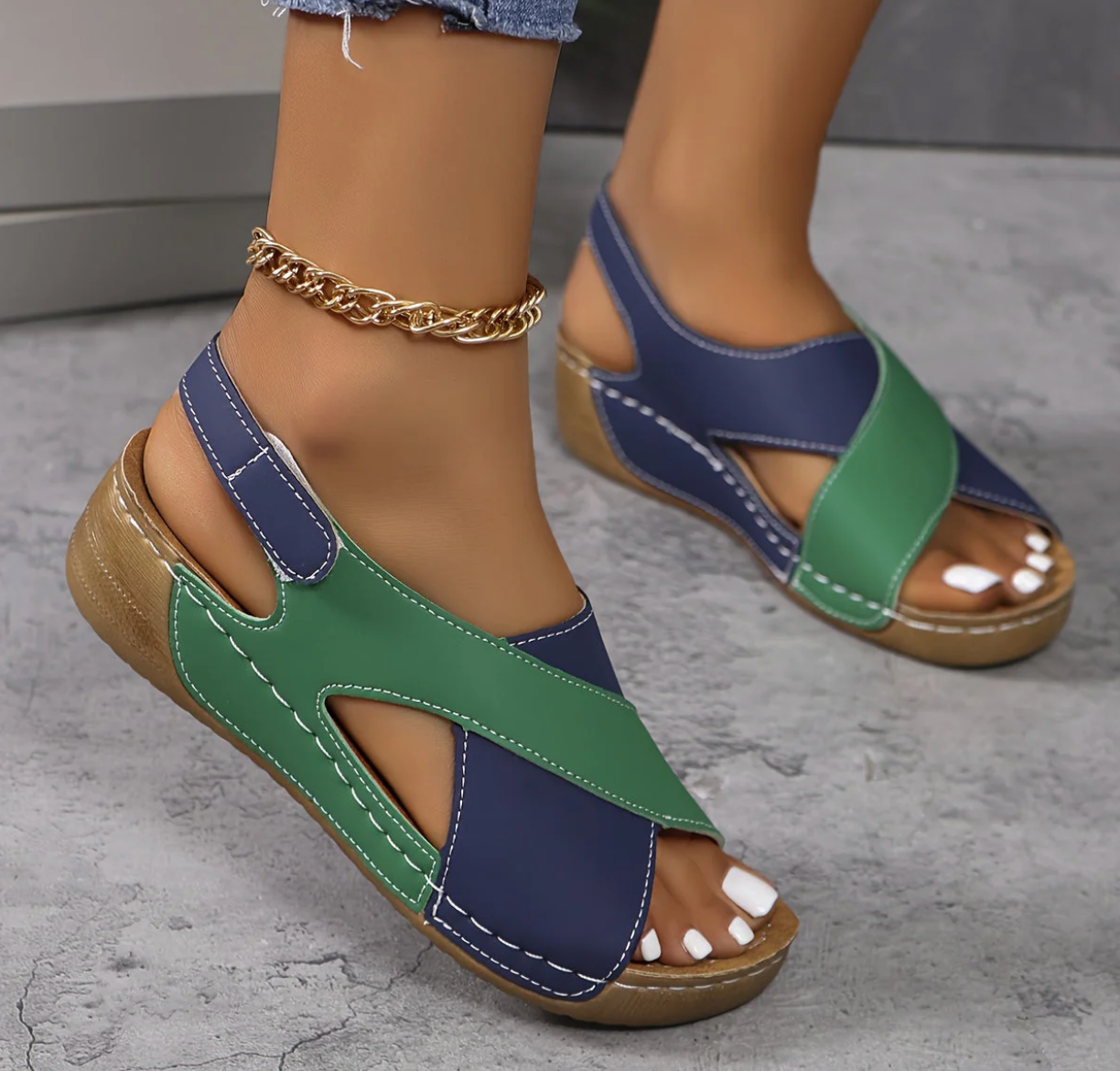 Comfort Cross-Strap Wedge Sandals